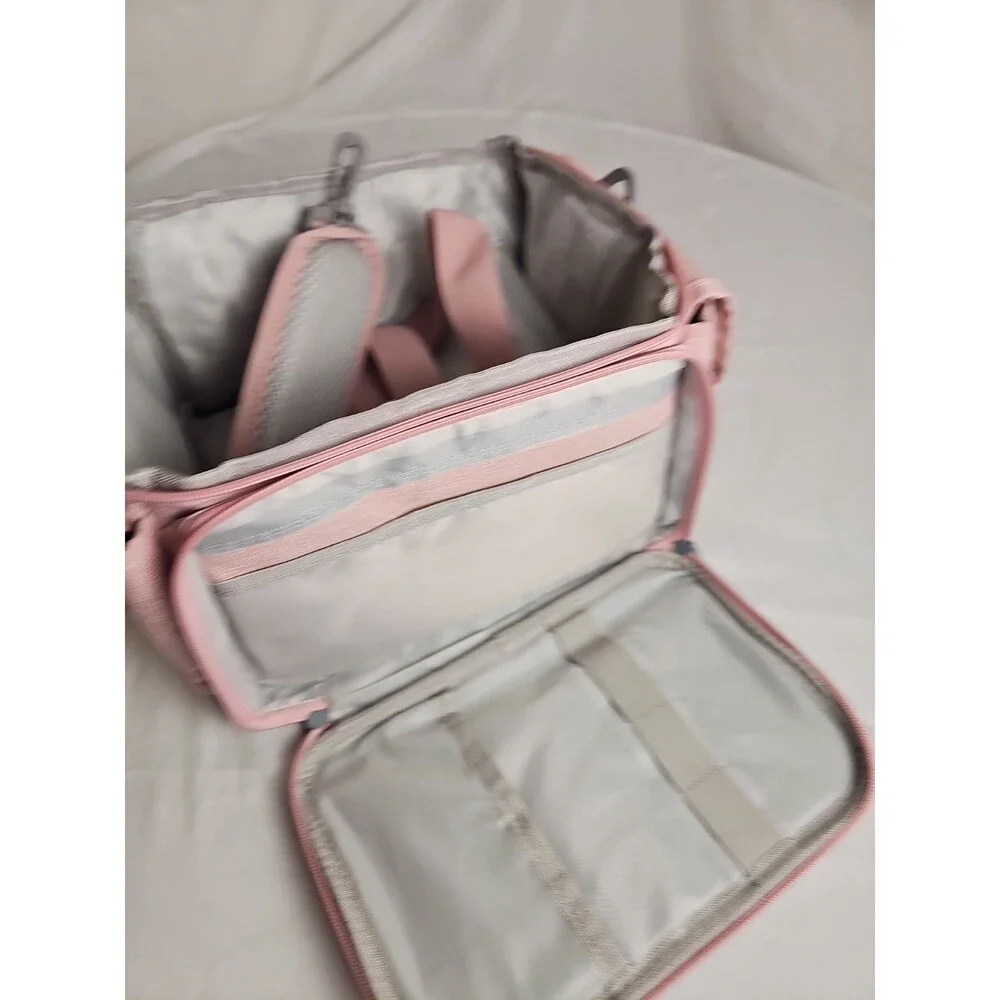 LEFOR·Z Sewing Organizer Storage Bag Pink Double Layer Craft Tote New